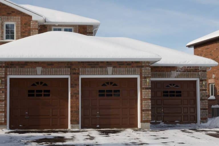 Insulated garage door in winter